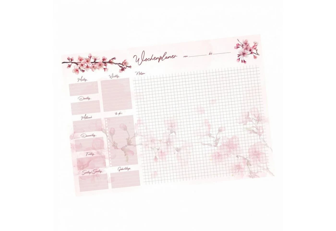 nikima Schreibtischunterlage A3 Kirschblüte Rosa mit Wochenplaner - Bild 2
