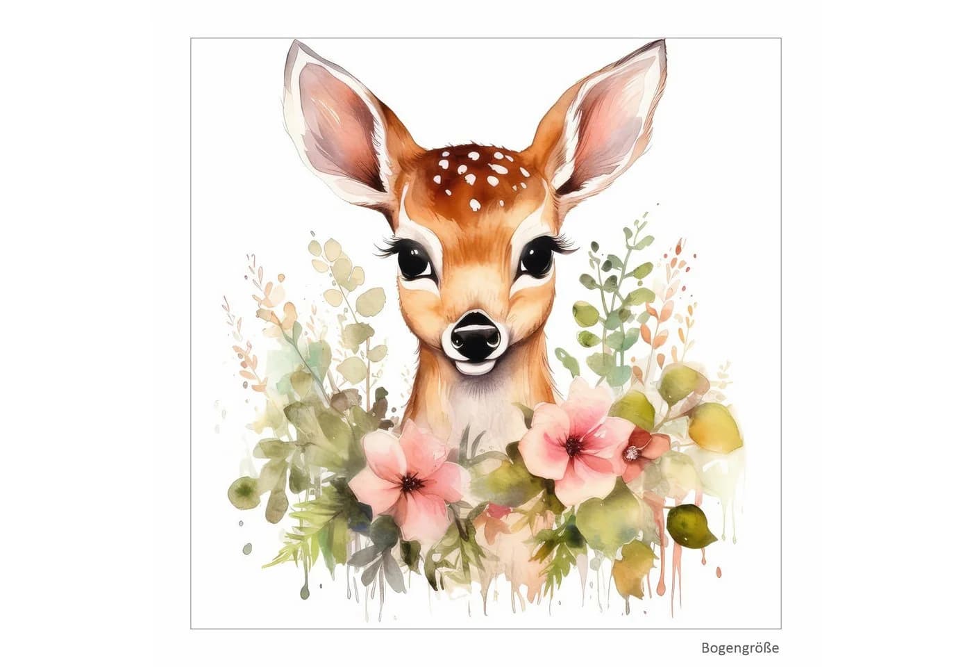 nikima Wandtattoo Reh mit Blumen PVC-Folie Bunt - Bild 5