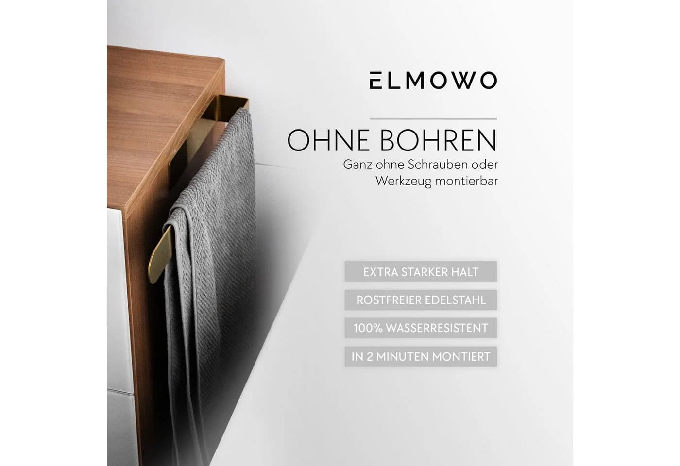 ELMOWO Handtuchhalter Edelstahl selbstklebend gold