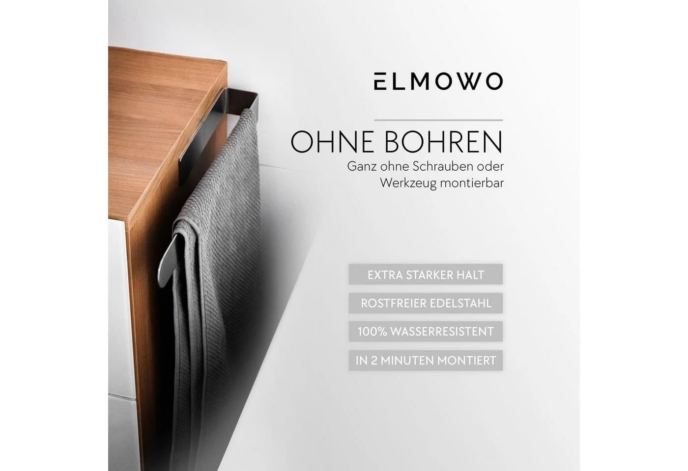 ELMOWO Handtuchhalter Edelstahl Selbstklebend Silber