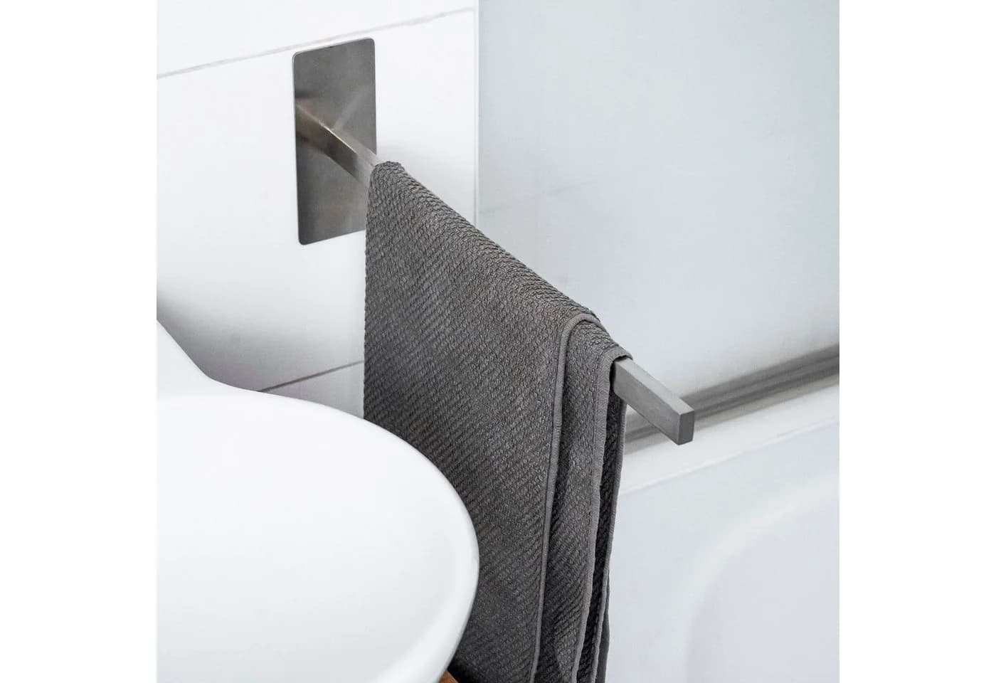 ELMOWO Handtuchhalter Edelstahl Einarmig Selbstklebend - Bild 2