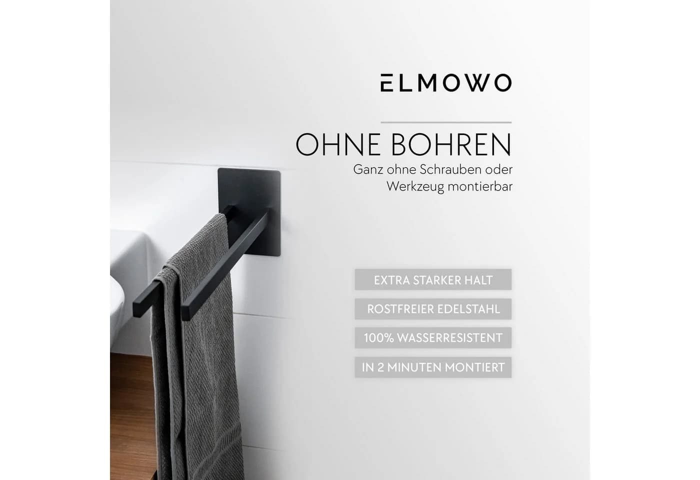 ELMOWO Doppelhandtuchhalter Edelstahl Bohrfrei