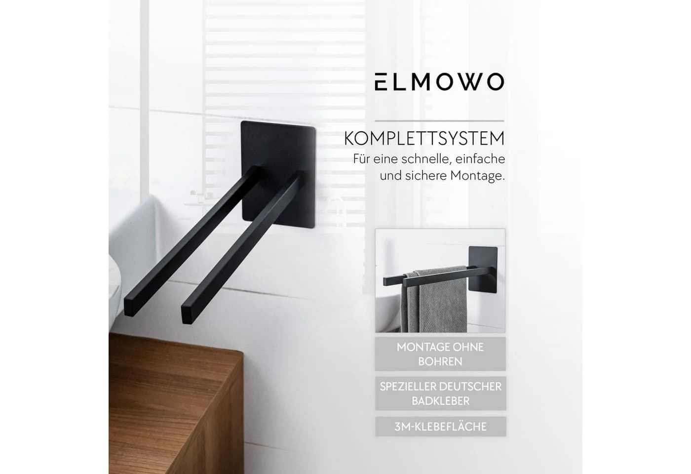 ELMOWO Doppelhandtuchhalter Edelstahl Bohrfrei - Bild 4