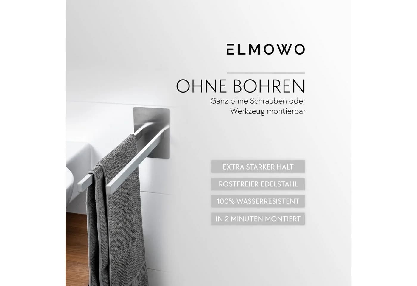 ELMOWO Doppelhandtuchhalter Edelstahl Wandmontage