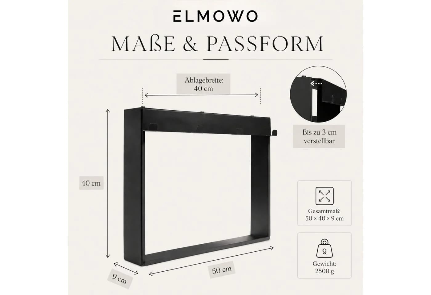 ELMOWO Duschablage Schwarz Edelstahl für Glastür - Bild 3
