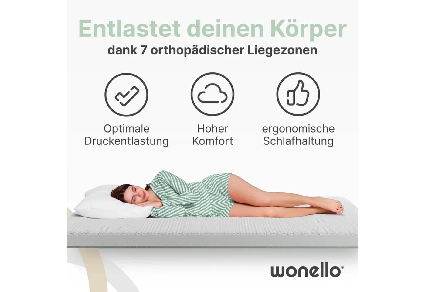 wonello Topper CubeComfort 8,5 cm Kaltschaum TENCEL™ 7-Zonen weiß