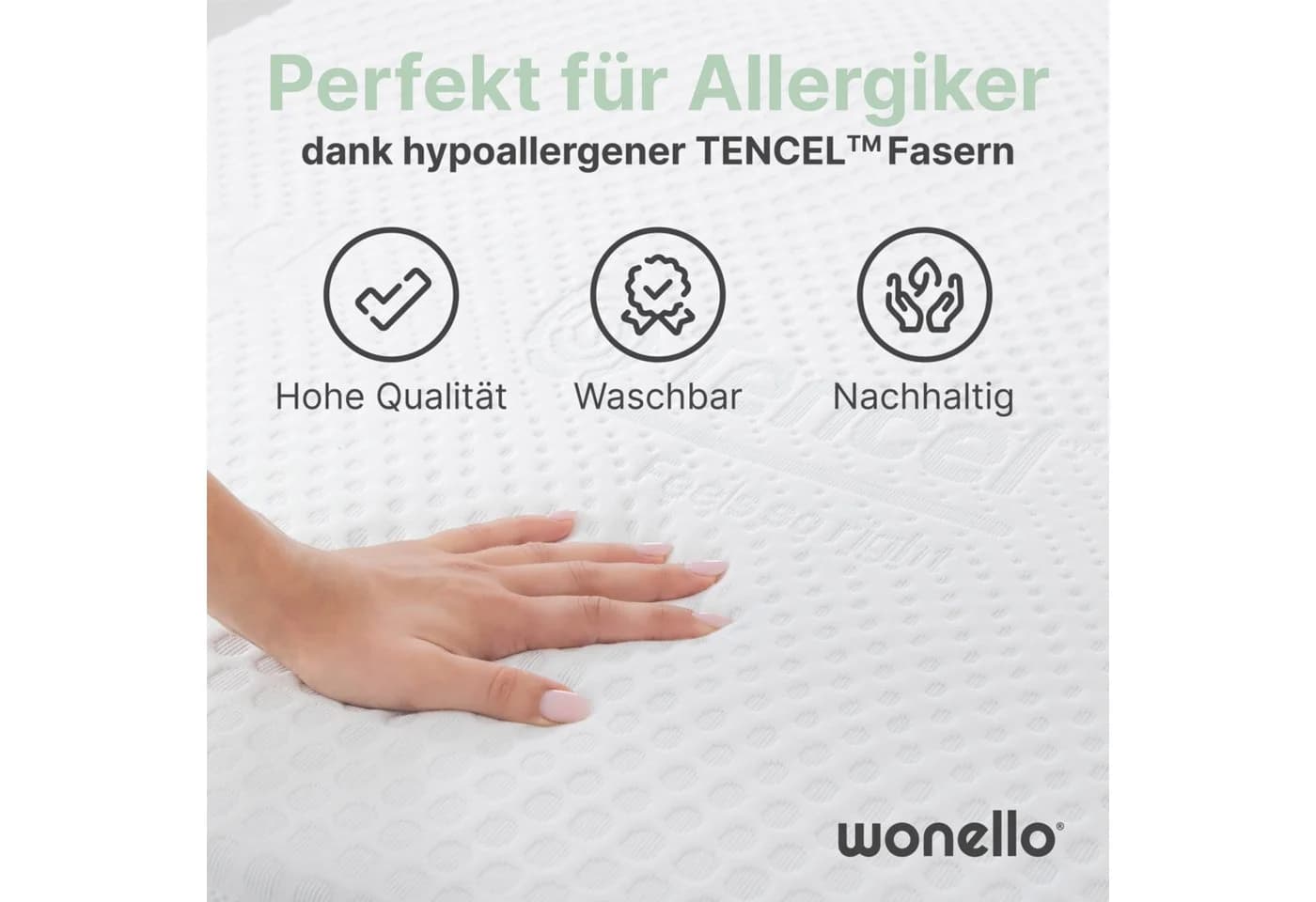 wonello Topper CubeComfort 8,5 cm Kaltschaum TENCEL™ 7-Zonen weiß - Bild 5