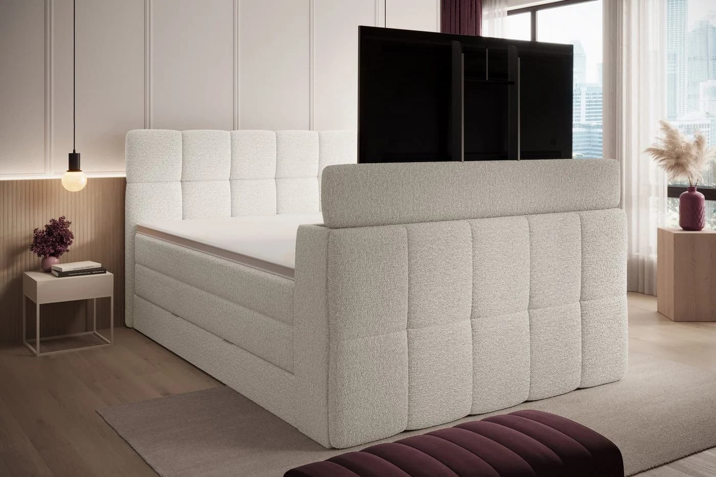 wonello Boxspringbett Madison 3 mit TV-Lift und Bettkasten weiß - Bild 2