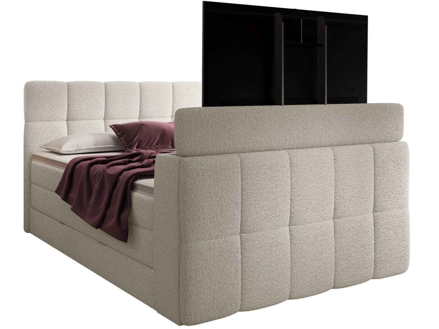 wonello Boxspringbett Madison 3 mit TV-Lift und Bettkasten weiß - Bild 4