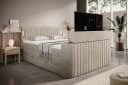 wonello Boxspringbett FLY mit TV-Lift, Bettkasten, LED-Beleuchtung, Samt, Beige Bild 2