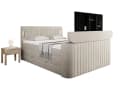wonello Boxspringbett FLY mit TV-Lift, Bettkasten, LED-Beleuchtung, Samt, Beige Bild 3