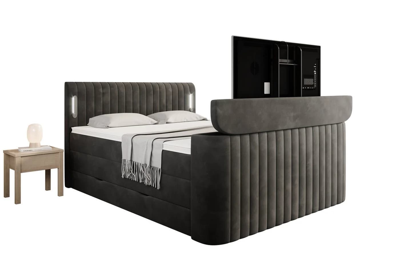 wonello Boxspringbett FLY mit TV-Lift, Bettkasten & LED-Beleuchtung in Anthrazit - Bild 3