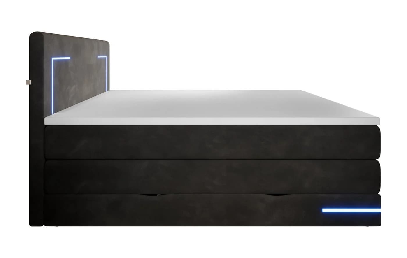 wonello Boxspringbett Detroit Samt Schwarz mit LED Beleuchtung und Bettkasten - Bild 4