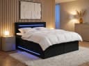 wonello Boxspringbett Brooklyn Samt Schwarz mit LED Beleuchtung und Bettkasten Bild 2