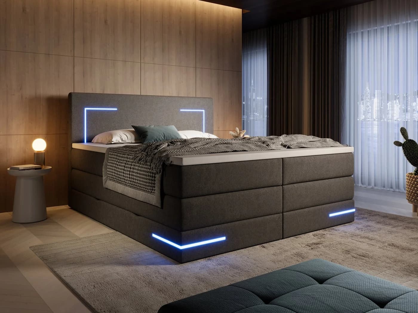 wonello Boxspringbett Detroit mit LED-Beleuchtung und Bettkasten - Bild 2