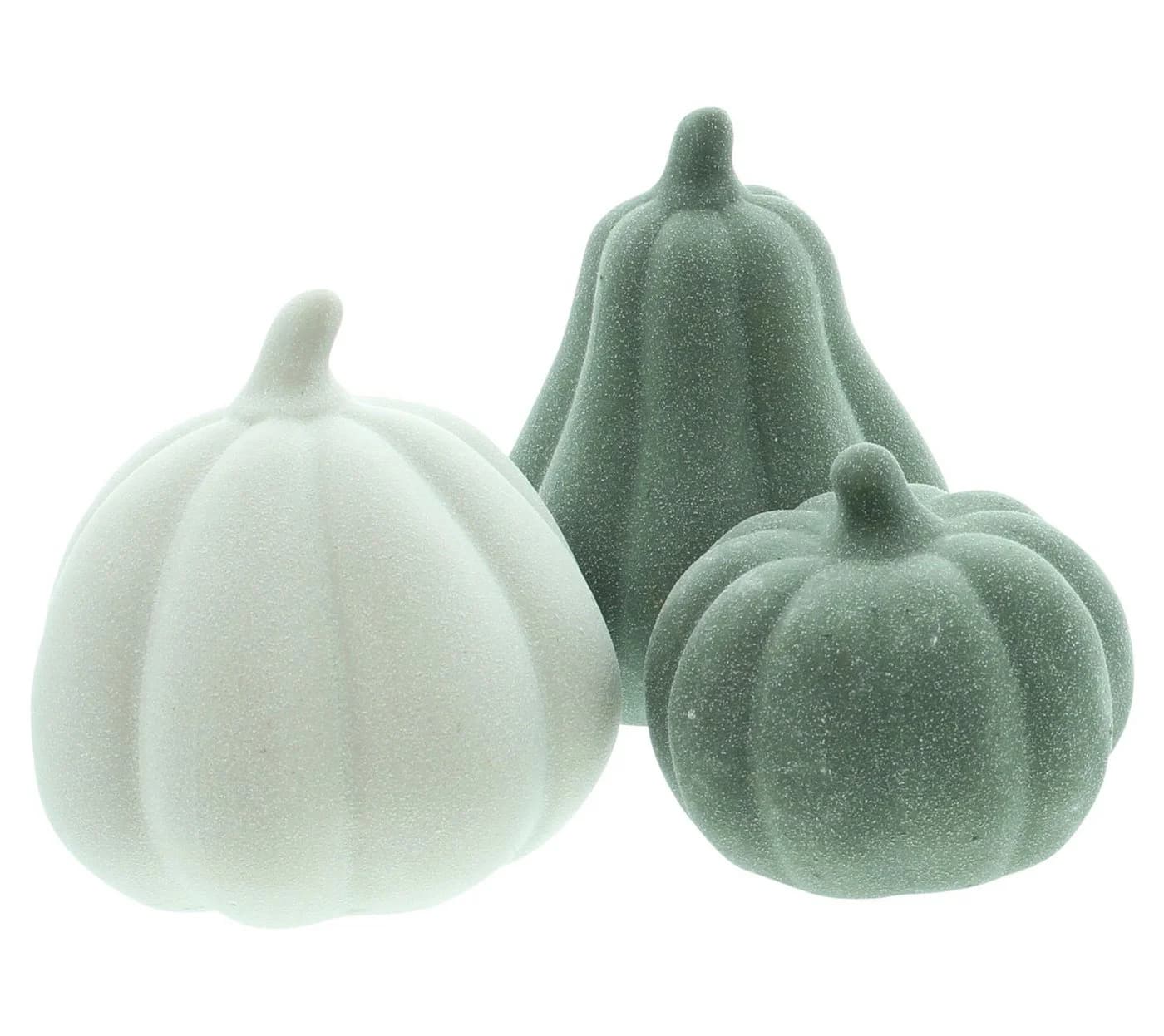 Dekoleidenschaft Dekofigur Kürbis Terracotta 3er Set Grün/Weiß - Bild 3