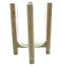 Dekoleidenschaft Windlicht Sixties Beige Holzgestell mit Glas Bild 3