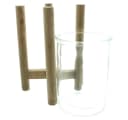 Dekoleidenschaft Windlicht Sixties Beige Holzgestell mit Glas Bild 4