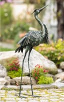 Dekoleidenschaft Gartenfigur Reiher Metall 90 cm Schwarz Grün Gold Bild 1