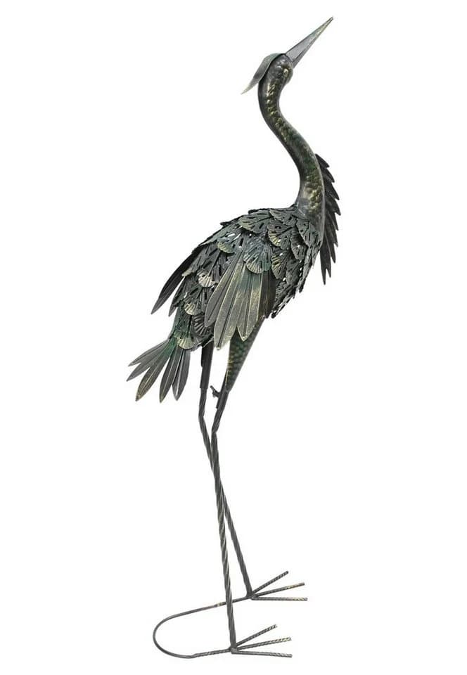 Dekoleidenschaft Gartenfigur Reiher Metall 90 cm Schwarz Grün Gold - Bild 3