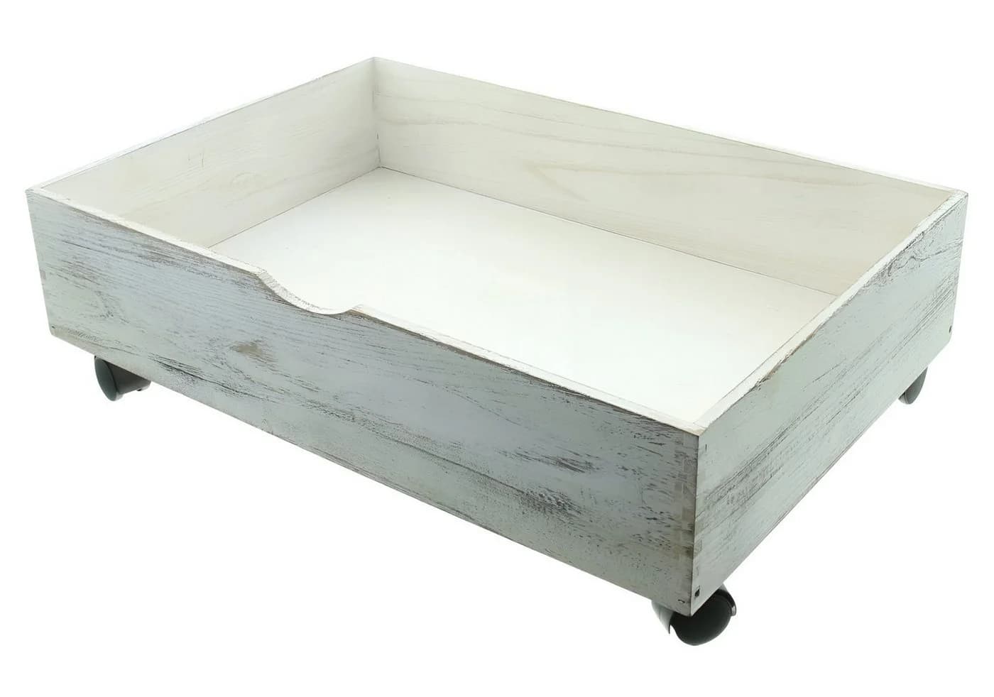 Dekoleidenschaft Bettschubkasten Shabby Weiß mit Rollen - Bild 2