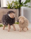 Dekoleidenschaft Dekofigur Schaf Flauschi Holz Wolle Braun Beige Bild 1