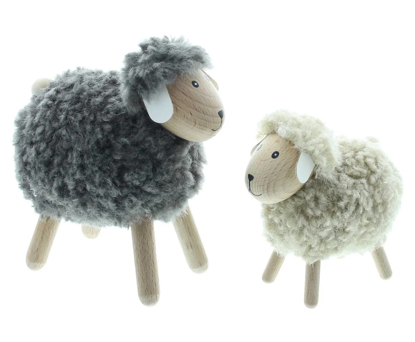 Dekoleidenschaft Dekofigur Schaf Flauschi Holz Wolle Braun Beige - Bild 4