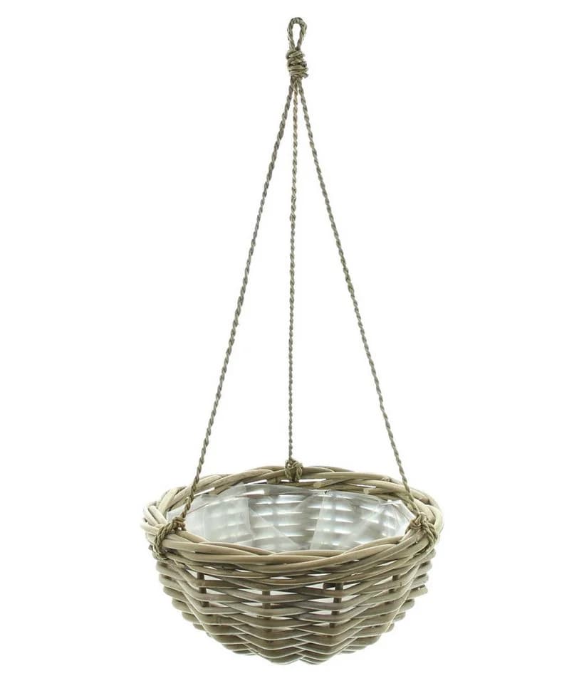 Dekoleidenschaft Blumenampel "Koboo Grey" aus Rattan grau - Bild 2