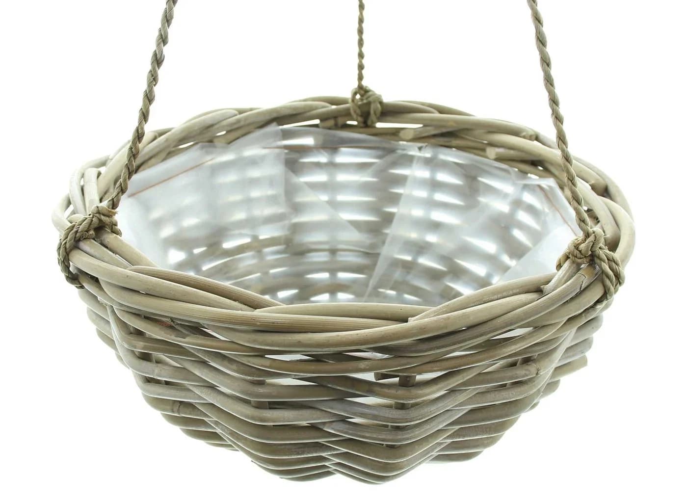 Dekoleidenschaft Blumenampel "Koboo Grey" aus Rattan grau - Bild 3