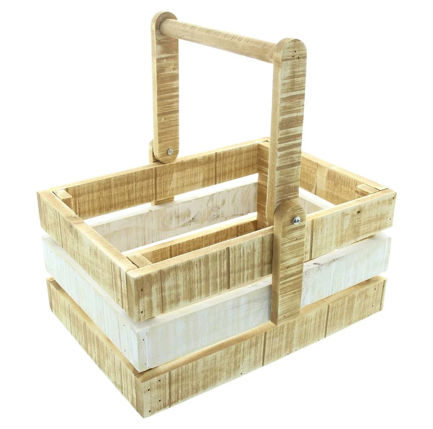 Dekoleidenschaft Dekokiste Rustikal Holz Braun-Weiß Kalkung - Bild 2