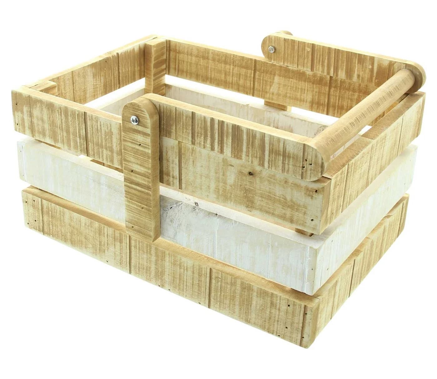 Dekoleidenschaft Dekokiste Rustikal Holz Braun-Weiß Kalkung - Bild 4