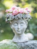 Dekoleidenschaft Blumentopf Büste "Rosenkrone" Grau Polyresin Bild 1