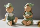 Dekoleidenschaft Dekofigur Frühling Set 2 St. Polyresin Grün Bild 1