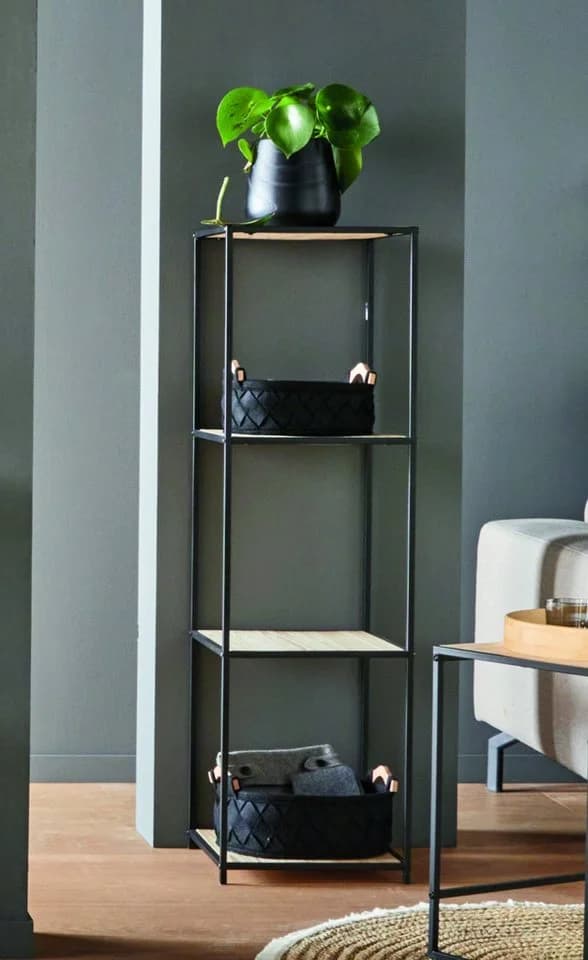 Dekoleidenschaft Standregal Modern Living Holz Metall Schwarz 4 Böden