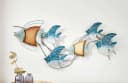 Dekoleidenschaft Wanddeko Fischschwarm 3D Metall Blau/Braun/Gold Bild 1