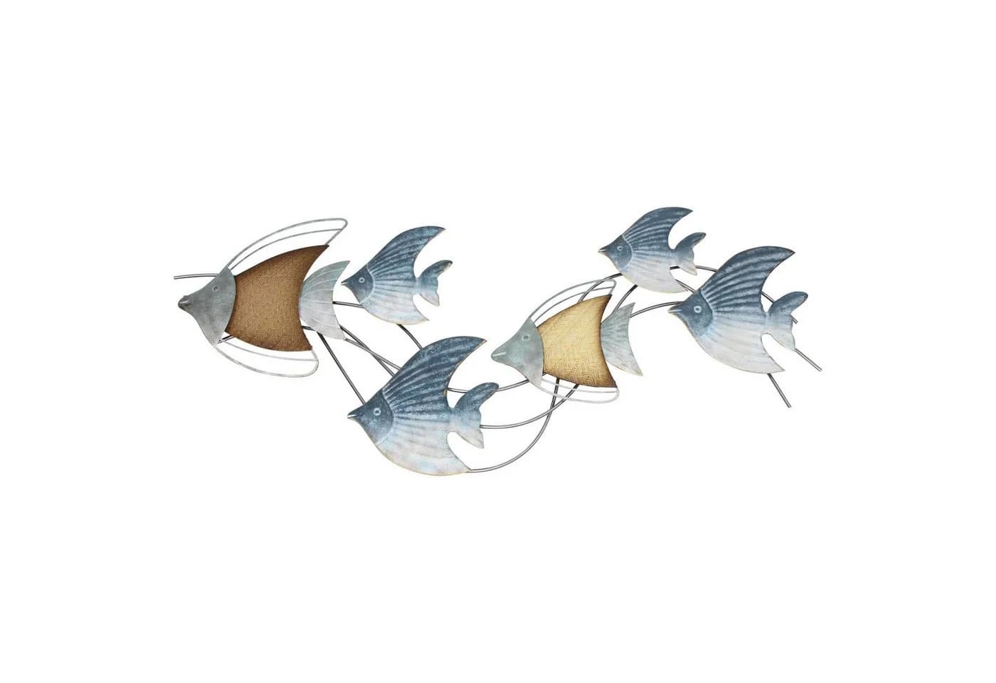 Dekoleidenschaft Wanddeko Fischschwarm 3D Metall Blau/Braun/Gold - Bild 2