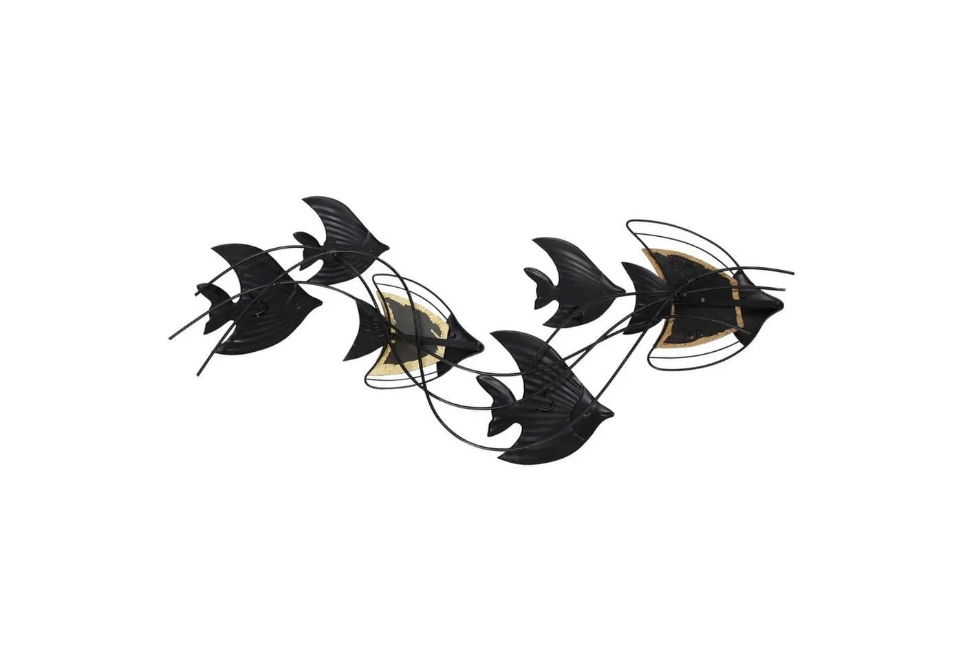 Dekoleidenschaft Wanddeko Fischschwarm 3D Metall Blau/Braun/Gold - Bild 4