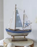 Dekoleidenschaft LED-Dekofigur Segelschiff Holz Shabby Look 48 cm Bild 1
