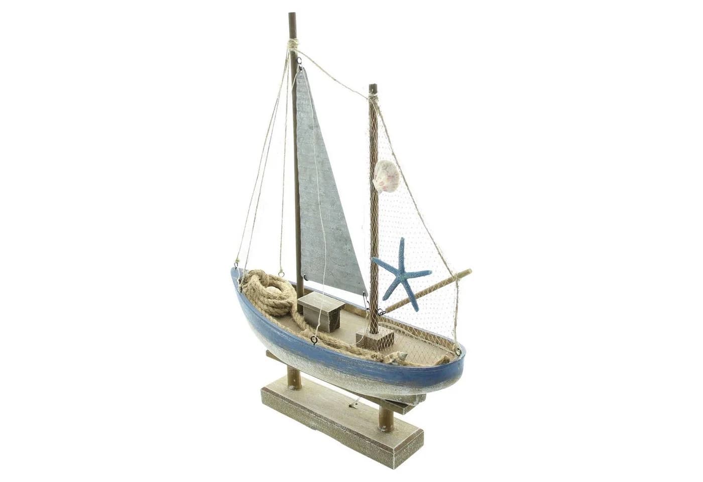 Dekoleidenschaft LED-Dekofigur Segelschiff Holz Shabby Look 48 cm - Bild 4