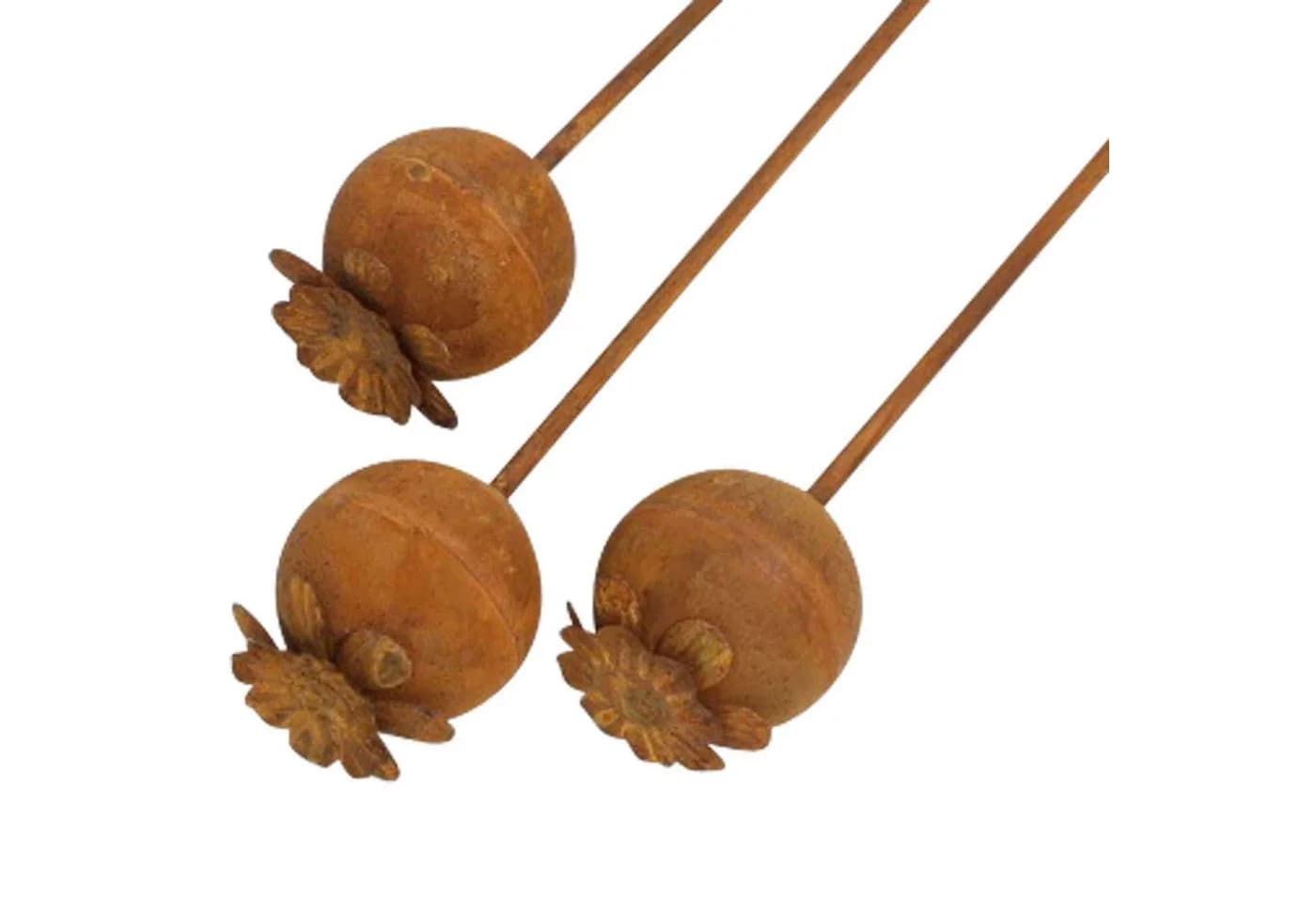 Gartenstecker Mohn 3er Set Metall Rostfinish 60-100cm - Bild 4