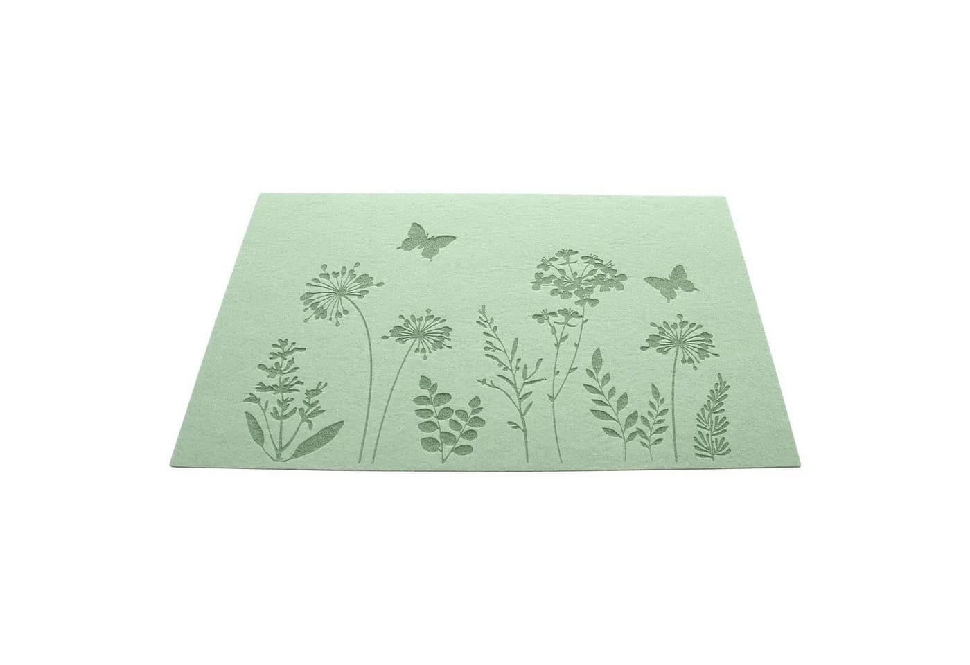 Dekoleidenschaft Platzset Blumenwiese Filz Grün - Bild 3