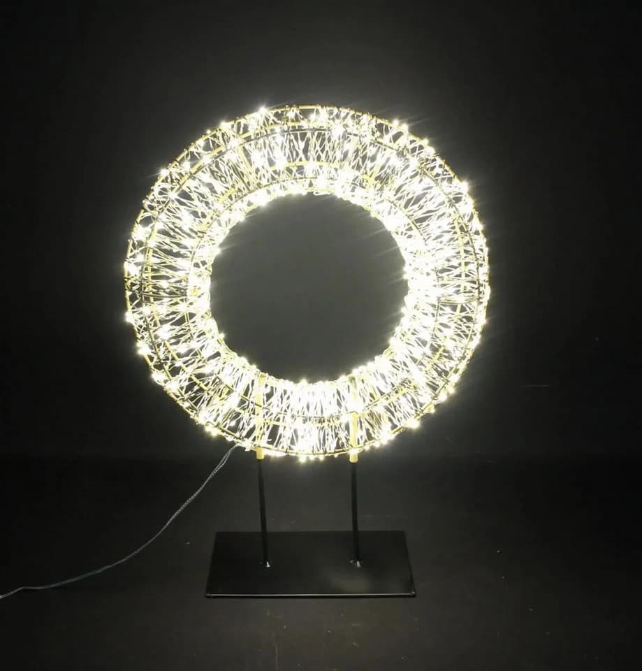 LED-Dekofigur Kranz Golden Ø 33 cm mit Timer, wetterfest - Bild 5