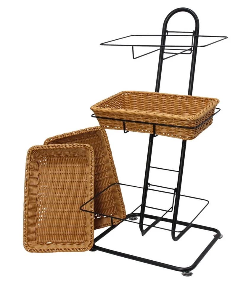 Dekoleidenschaft Regalkorb Metall Korbständer mit 3 Polyrattan Körben Braun - Bild 4