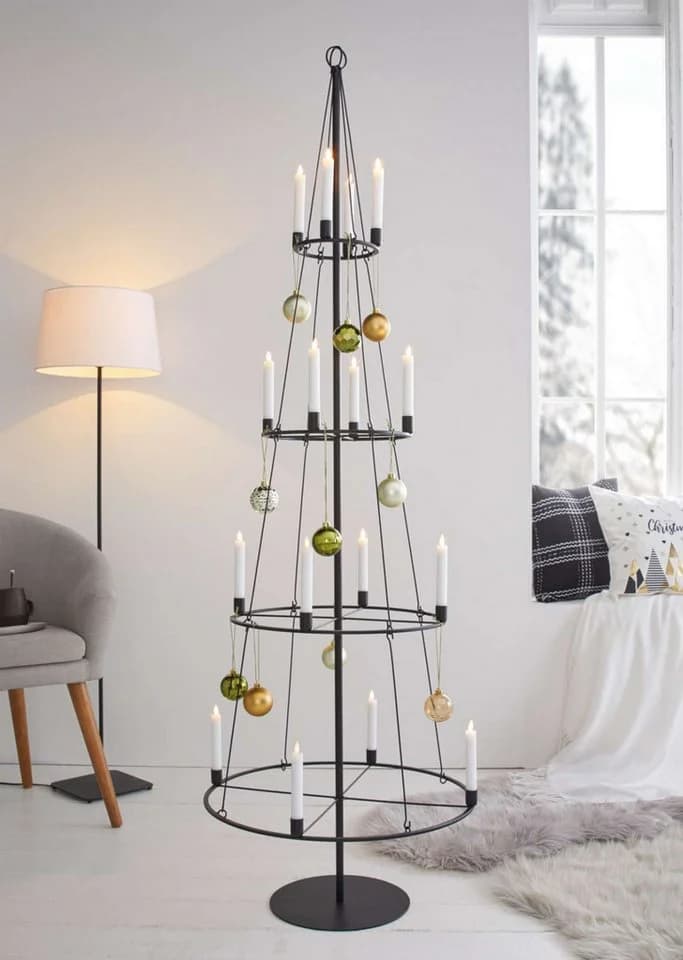 Dekoleidenschaft Metallbaum Pyramide Schwarz 180 cm