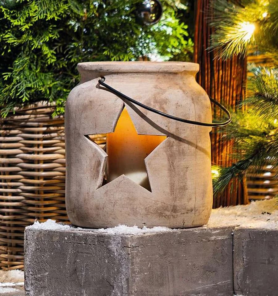 Dekoleidenschaft Windlicht "Stern" Terracotta Hängelaterne
