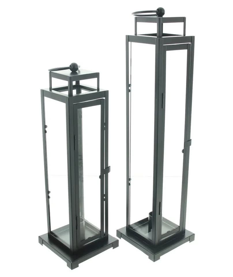 Dekoleidenschaft Kerzenlaterne Modern Black Metall 2er Set - Bild 3