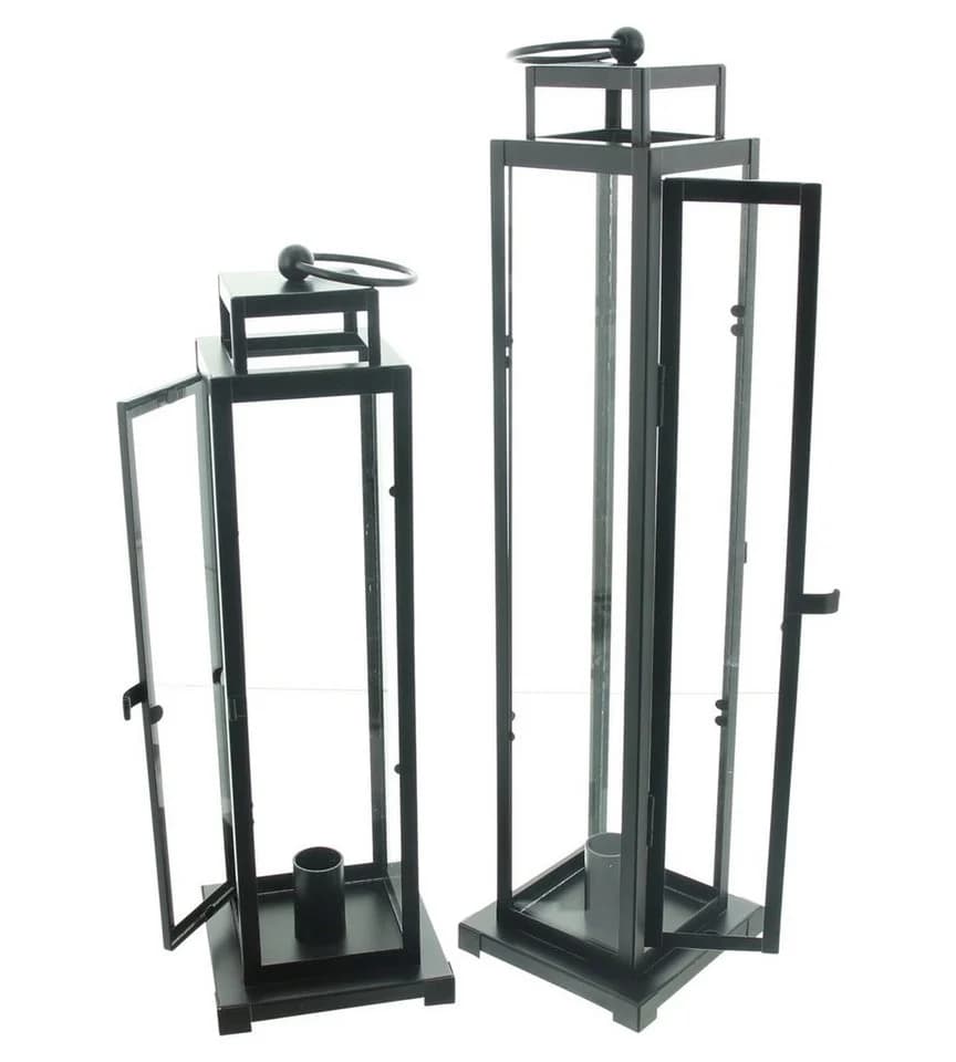 Dekoleidenschaft Kerzenlaterne Modern Black Metall 2er Set - Bild 4