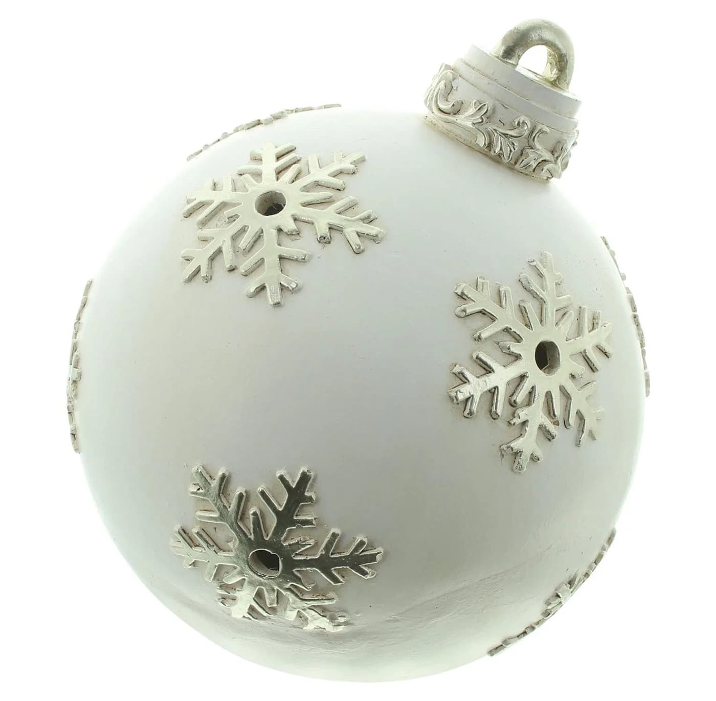 Dekoleidenschaft LED-Dekofigur Weihnachtskugel 28 cm Weiß/Gold - Bild 2