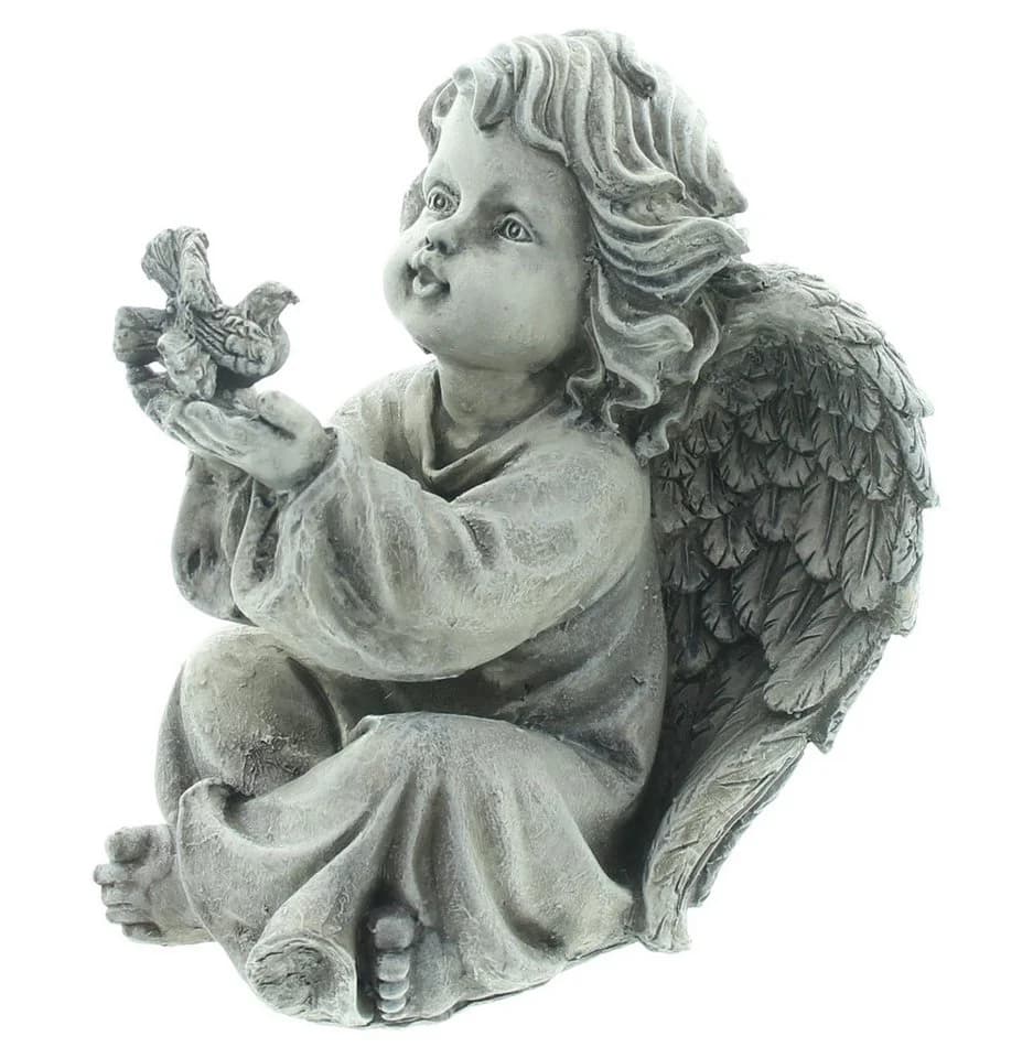 Dekoleidenschaft Engelfigur aus Polyresin sitzend 20 cm hoch - Bild 2