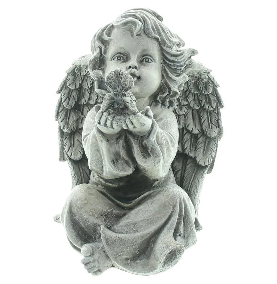 Dekoleidenschaft Engelfigur aus Polyresin sitzend 20 cm hoch - Bild 3